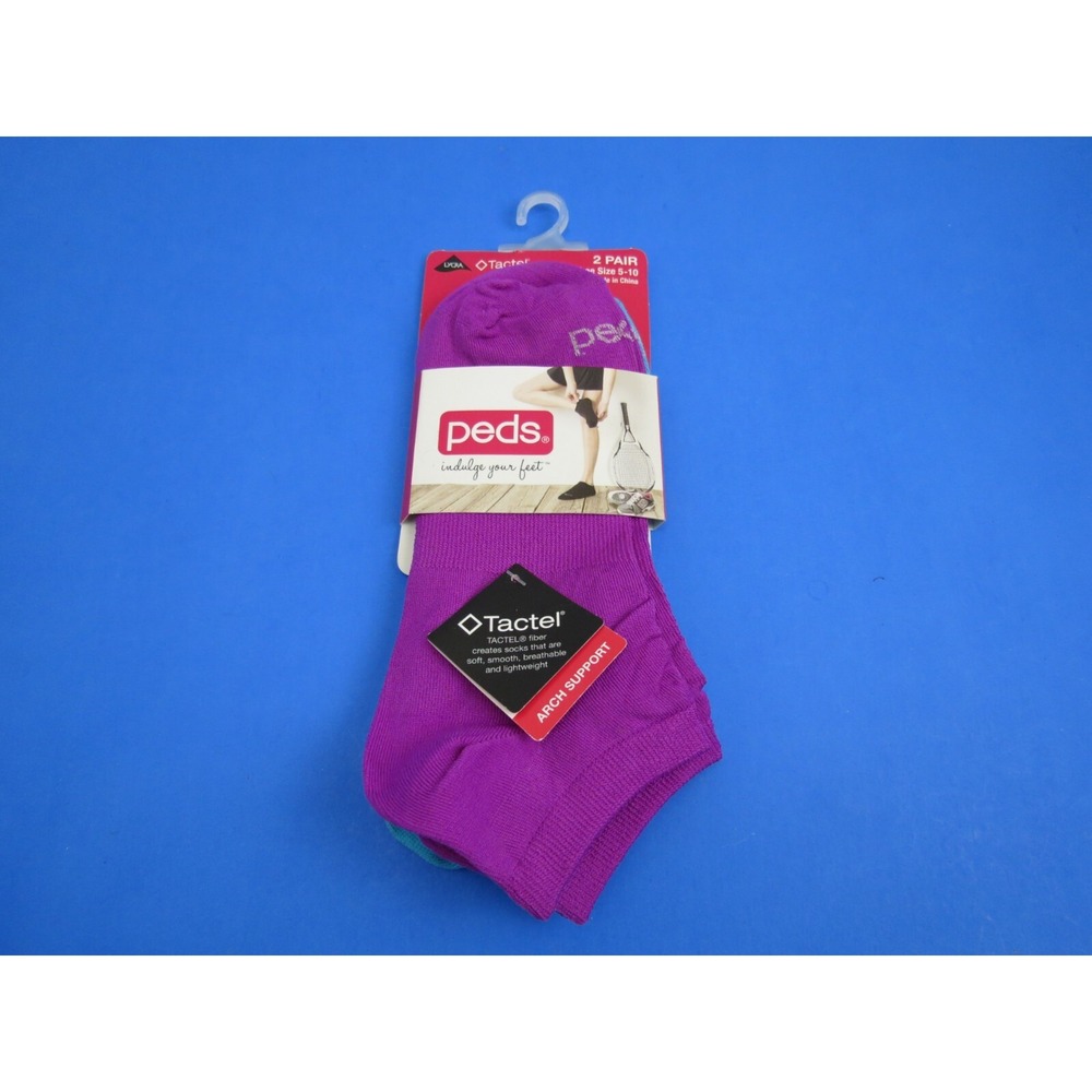 Tactel Peds Womens Socks Pink Blue 2 Pair Size 5-10 Short Socks Arch Support